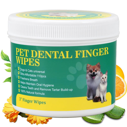 Dog Dental Finger Wipes 110pcs | Fresh Breath & Plaque Removal